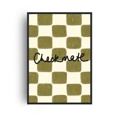 Fanclub Green Checkmate Retro Giclée Art Print A2 In Green