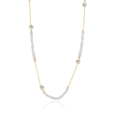 Spero London Baroque Irregular Pearl Jewelled Sterling Silver Chain Necklace In Gold In Gold