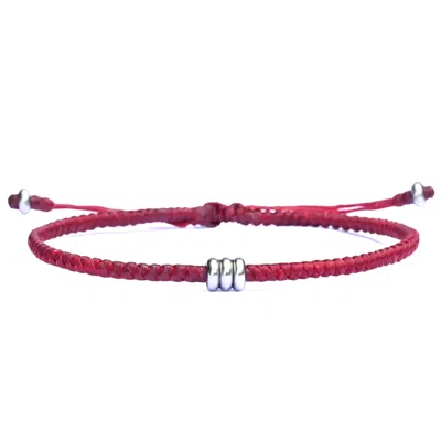 Harbour Uk Bracelets Men's Minimalist Red Rope & Steel. Iron Flow Bracelet In Red