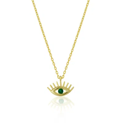 Spero London Emerald Eye Evil Eye Sterling Silver Necklace In Multi