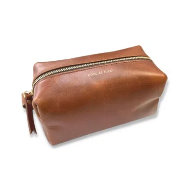 Vida Vida Brown Deluxe Leather Wash Bag - Cool As Fuck In Brown