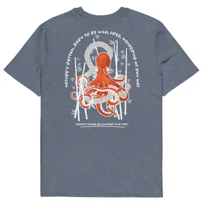 Anchor & Crew Dark Heather Blue Octopus Another Good Day Organic Cotton T-shirt - Men In Blue