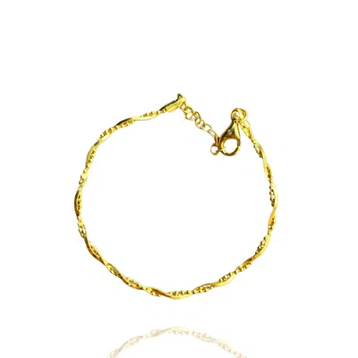 Spero London Bead Chain Twisted Sterling Silver Bracelet In Gold