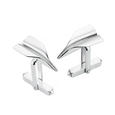 Posh Totty Designs Men's Sterling Silver Paper Plane Cufflinks In Silver
