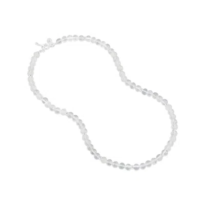 Dower & Hall Rock Beaded Crystal Necklace In Silver
