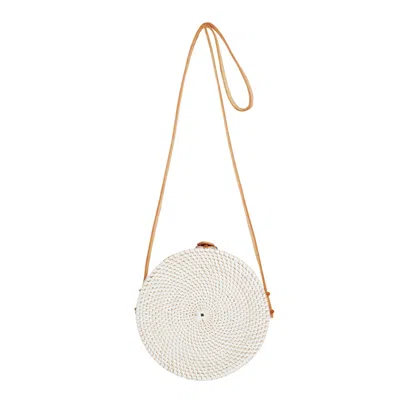 Betsy & Floss Women's Santorini White Basket Bag With Tan Strap In White