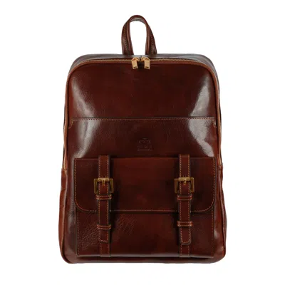 Time Resistance Womens Leather Backpack Travel Bag In Brown - The Divine Comedy