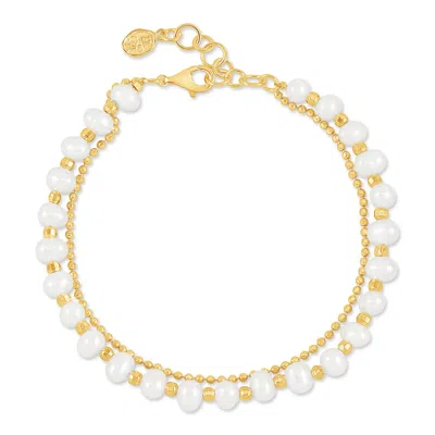 Dower & Hall White Freshwater Timeless Pearl Bracelet In Gold