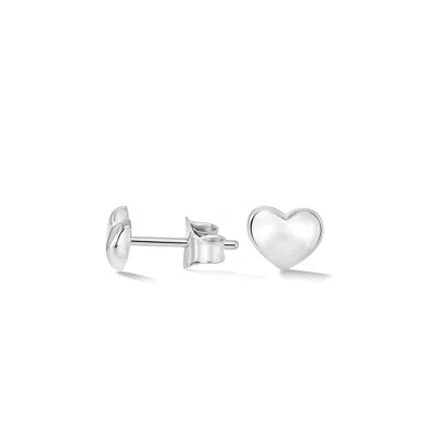 Dower & Hall Mini Puff Heart Studs In Metallic
