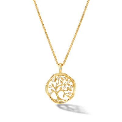 Dower & Hall 18kt Yellow Old Tree Of Life Talisman Diamond Necklace In Gold