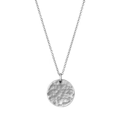Posh Totty Designs Men's Oxidised Sterling Silver Textured Disc Necklace In Metallic