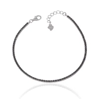 Spero London Sterling Silver Mini Black Tennis Bracelet In Multi