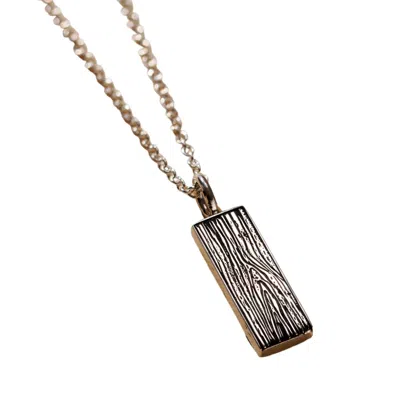 Posh Totty Designs Mens Sterling Silver Touch Wood Tag Necklace In Gray