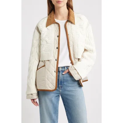 Rag & Bone Ivy Mixed Media Liner Jacket Ivory In Yellow