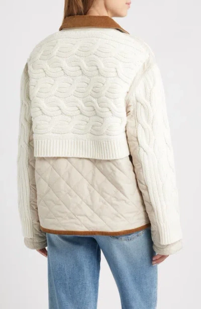 Rag & Bone Ivy Mixed Media Liner Jacket Ivory In Yellow