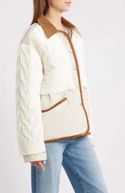 Rag & Bone Ivy Mixed Media Liner Jacket Ivory In Yellow