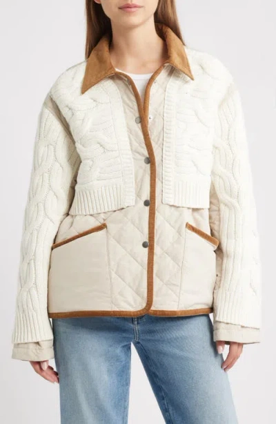 Rag & Bone Ivy Mixed Media Liner Jacket Ivory In Yellow