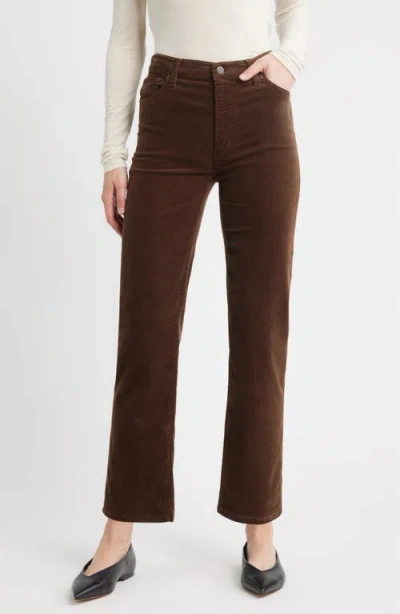 Frame Le Sleek Corduroy Ankle Straight Leg Pants In Brown