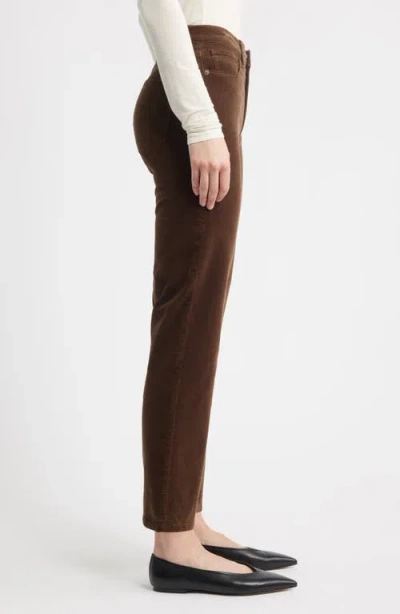 Frame Le Sleek Corduroy Ankle Straight Leg Pants In Brown