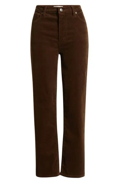 Frame Le Sleek Corduroy Ankle Straight Leg Pants In Brown