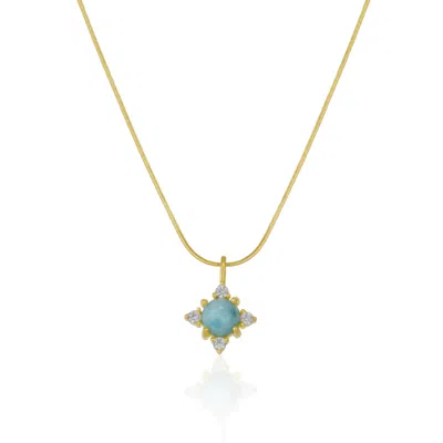 Spero London Blue Moonstone Sterling Silver Pendant Necklace With Fine Italian Chain In Gold
