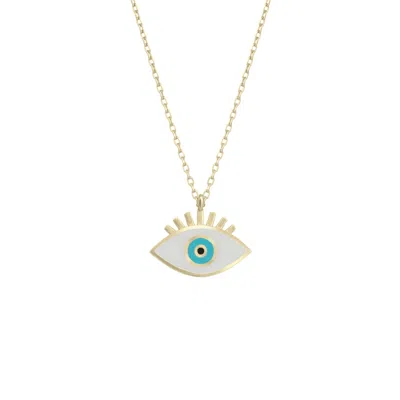 Spero London Sterling Silver Evil Eye Eyelash Necklace In Gold
