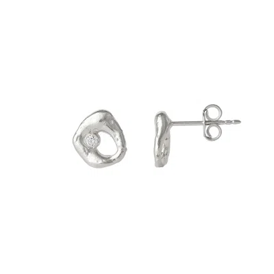 Spero London Dripping Molten Natural Textured Sterling Silver Authentic Earrings In Silver