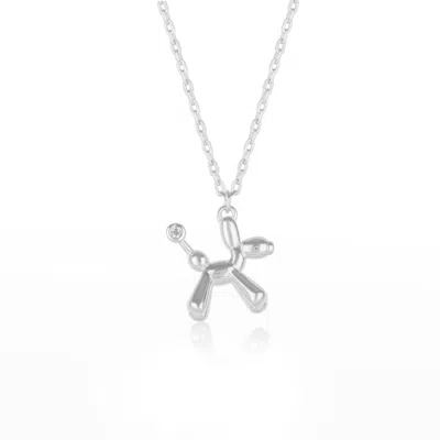 Spero London Balloon Dog Poodle Necklace In Sterling Silver In Silver