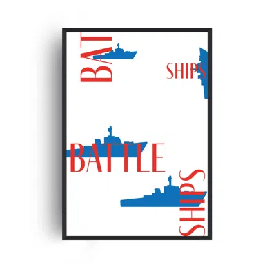 Fanclub Red / Blue Battleships Retro Giclée Art Print A2 In Multi