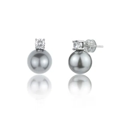 Miss Cecilia Women's Grey Dianna Classic Pearl Ear Studs In Gray