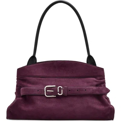 Marc Jacobs Suede Shoulder Bag With Buckle And Handle In Purple
