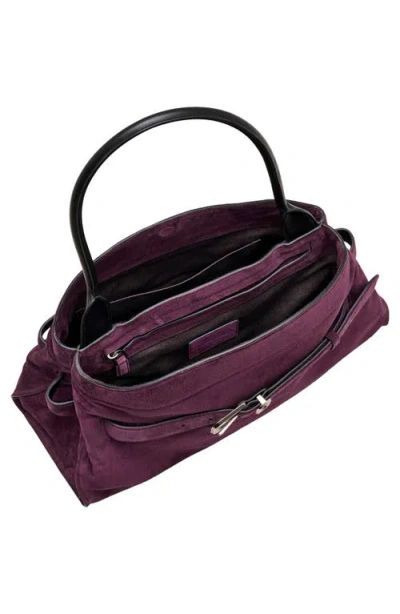 Marc Jacobs Suede Shoulder Bag With Buckle And Handle In Purple