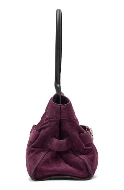 Marc Jacobs Suede Shoulder Bag With Buckle And Handle In Purple