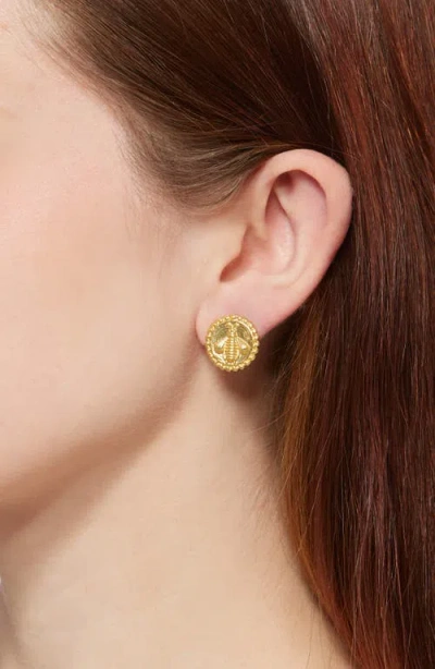 Karine Sultan Bee Coin Stud Earrings In Gold
