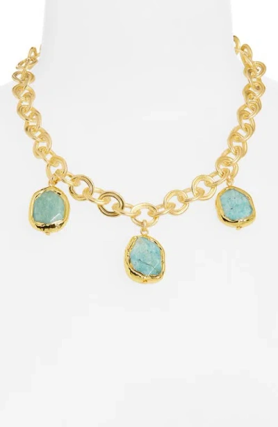 Karine Sultan Stone Dangle Necklace In Multi