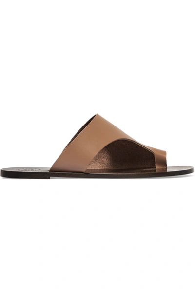 Atp Atelier Rosa Cutout Leather Slides In Neutrals