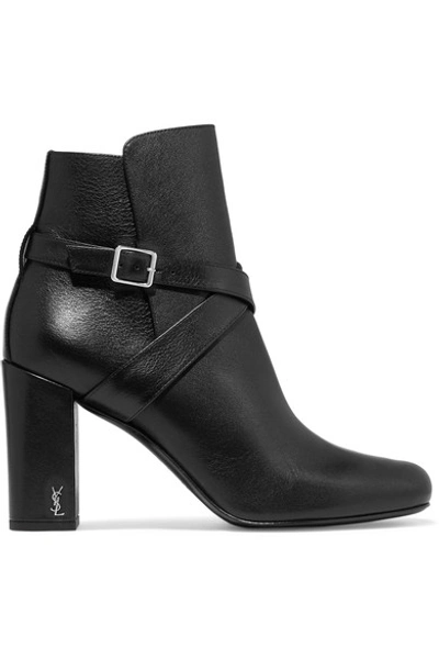 Shop Saint Laurent Babies Buckled Leather Ankle Boots