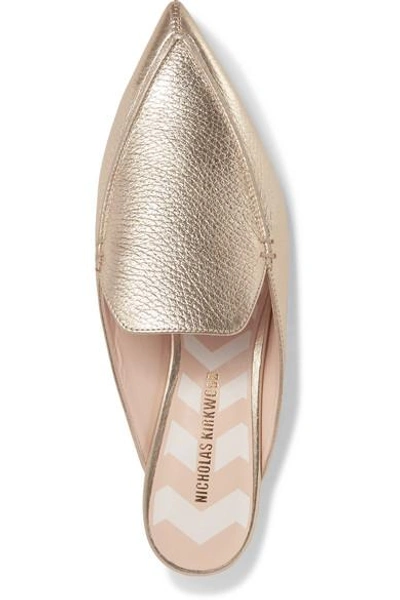 Shop Nicholas Kirkwood Beya Metallic Textured-leather Slippers In Gold