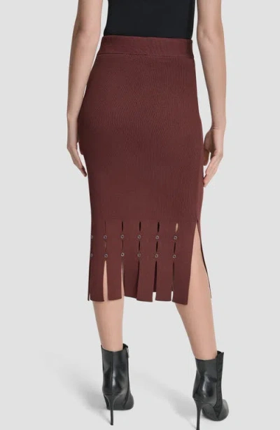 Dkny Women's Grommet Detail Sweater Pencil Midi Skirt In Burgundy