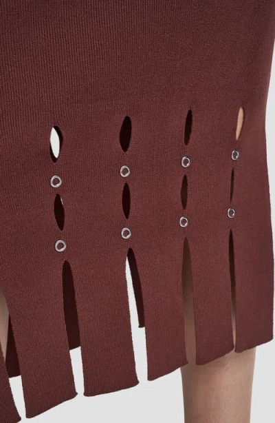 Dkny Women's Grommet Detail Sweater Pencil Midi Skirt In Burgundy