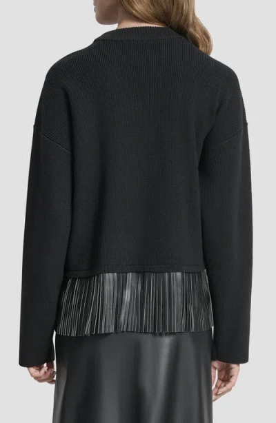 Dkny Women's Long Sleeve Fringe Hem Sweater In Black