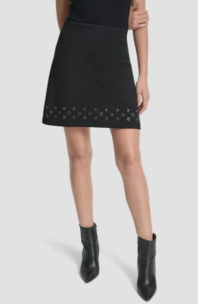 Dkny Women's Grommet Hem Detail Mini Skirt In Black