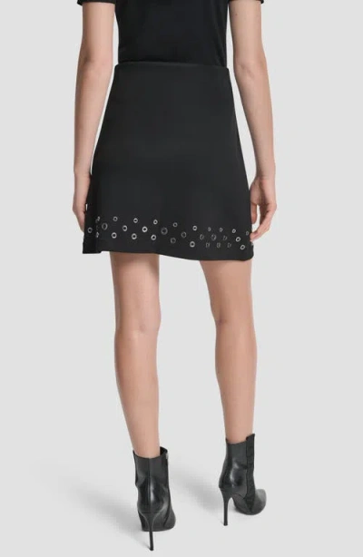 Dkny Women's Grommet Hem Detail Mini Skirt In Black
