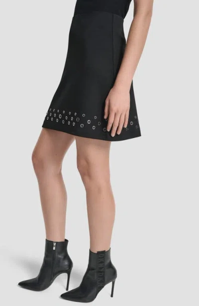 Dkny Women's Grommet Hem Detail Mini Skirt In Black