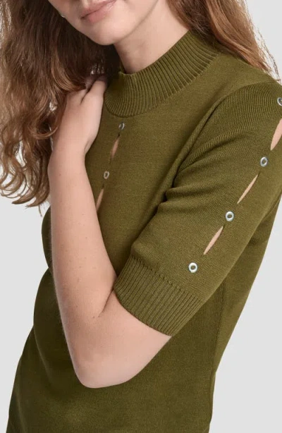 Dkny Women's Grommet Mock Neck Sweater In Green