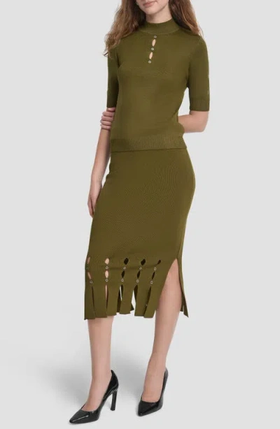 Dkny Women's Grommet Mock Neck Sweater In Green