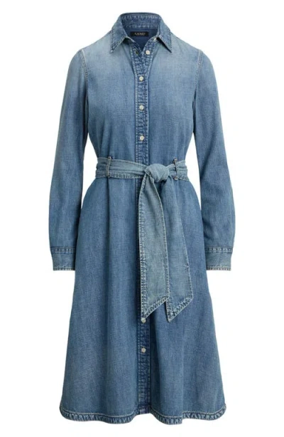 Ralph Lauren Women's Belted Denim Shirtdress In Blue