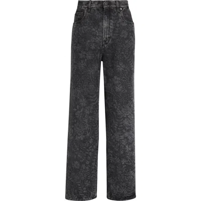 Golden Goose Straight Jeans With Floral Motif In Gray
