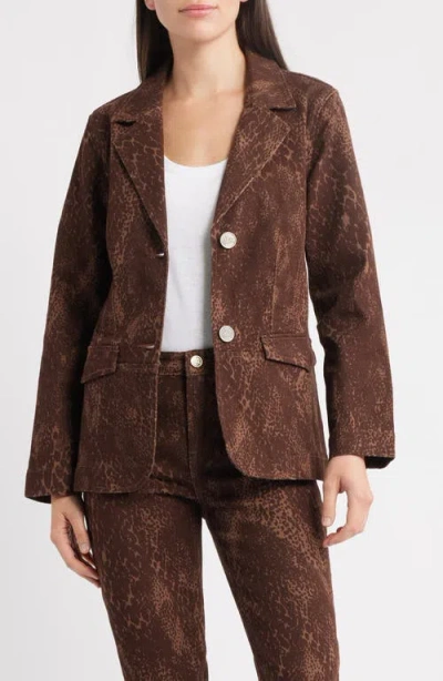 City Blues Flap Pocket Denim Blazer In Brown