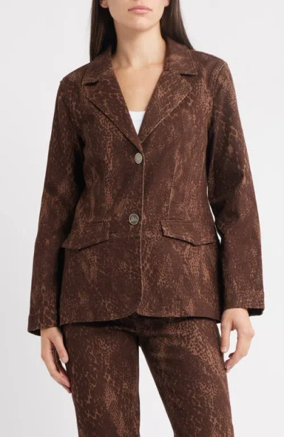 City Blues Flap Pocket Denim Blazer In Brown